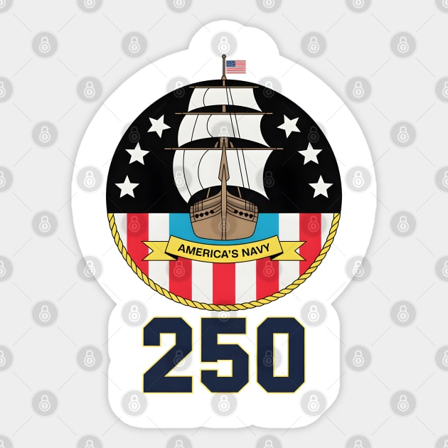 America's Navy 250th Anniversary Vintage Ship Sticker by norhando